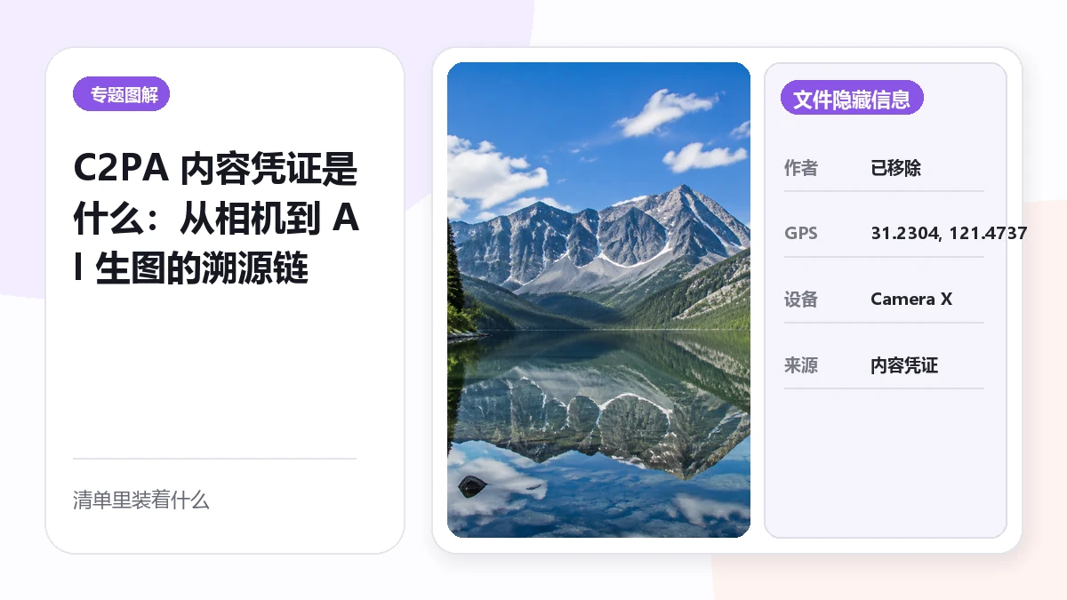 C2PA 内容凭证是什么：从相机到 AI 生图的溯源链