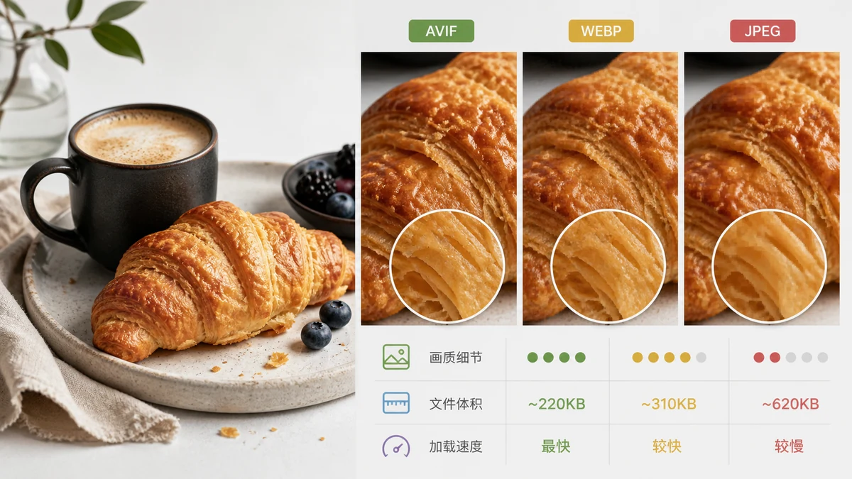 AVIF、WebP、JPEG 對比——你該用哪一個？