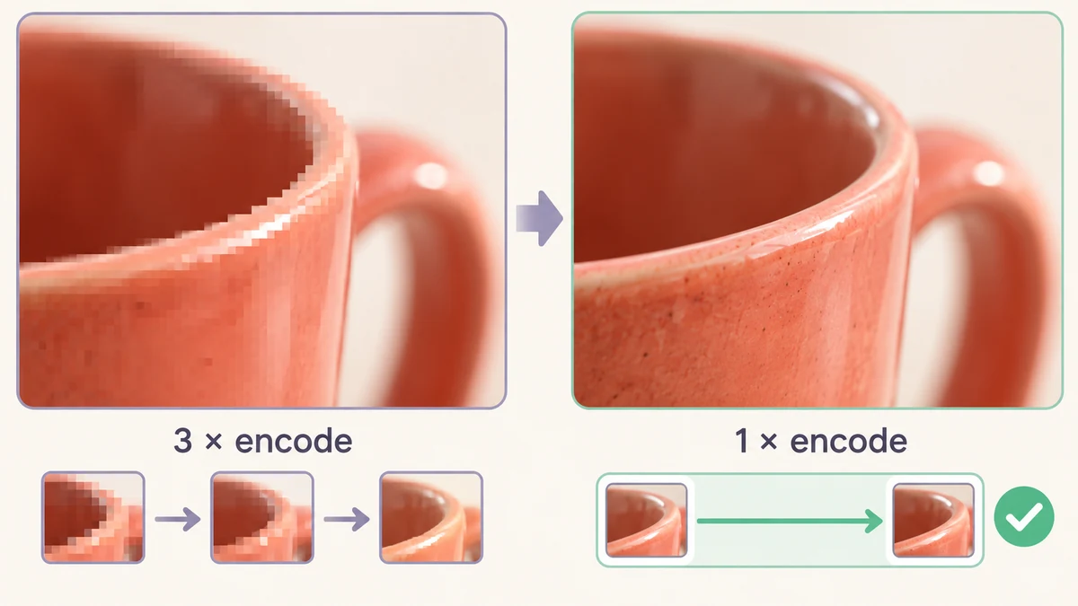 Quality comparison: three separate tool passes versus one pipeline pass
