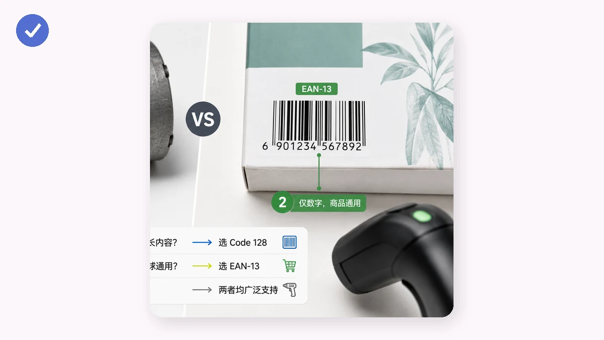 "CODE128 vs EAN-13: Which Barcode Should You Actually Use in 2026?" — visual 2