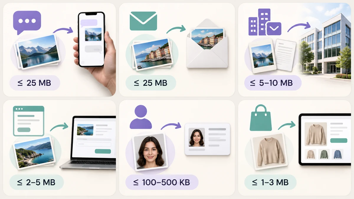 Image size limits across common sending channels