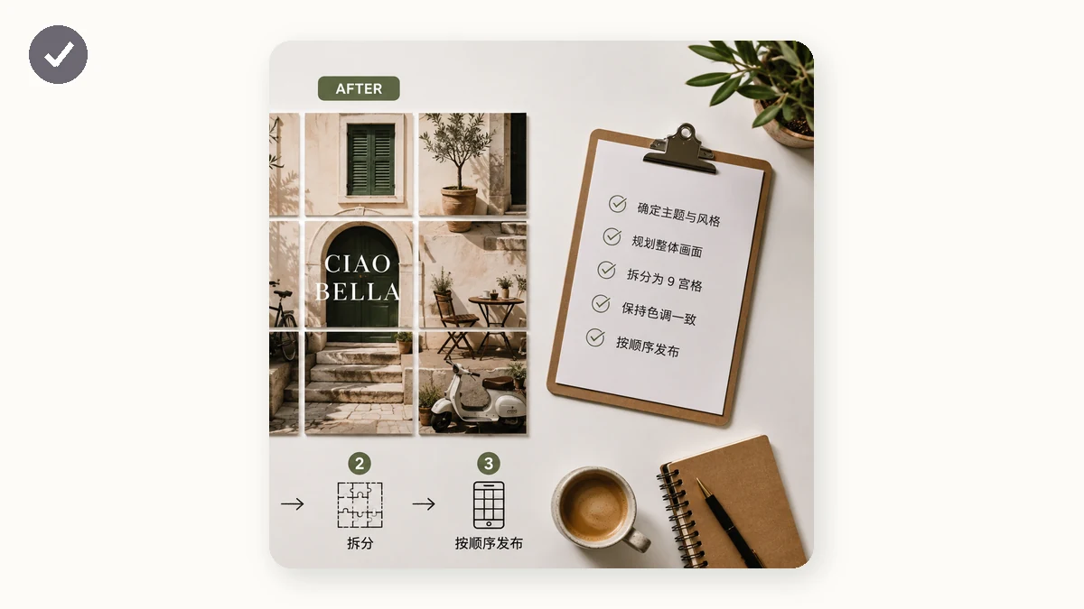 Instagram Grid Post: Split One Photo Into a 3×3 Profile Grid — visual 2
