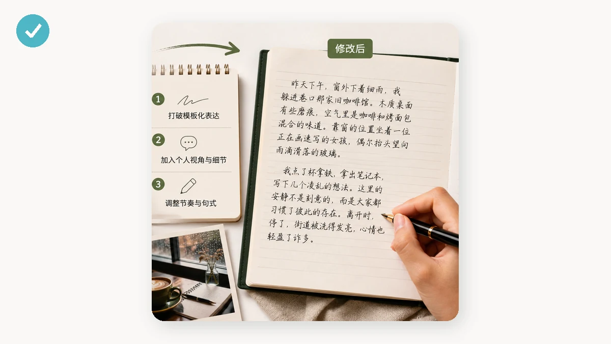 "去 AI 味文案实操:为什么"改写"和"去水印"是两件事" — visual 2