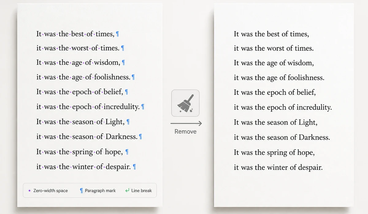 AI text watermark & invisible character remover