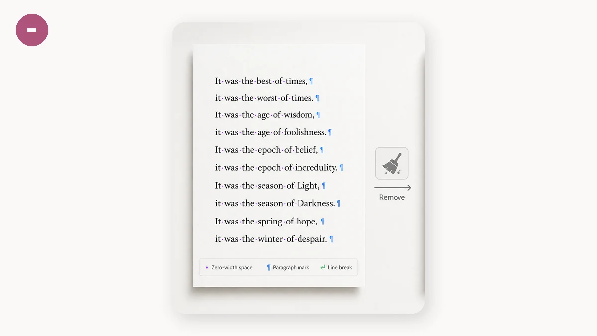 AI text watermark & invisible character remover · 1 · Choose input