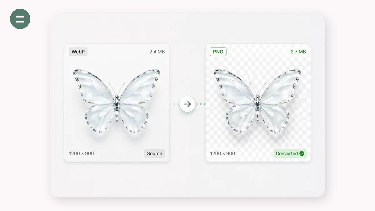 WebP to PNG: 2 · Adjust and process